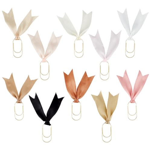 PH PandaHall 10 Farben Büroklammern mit Bändern Bunte Lesezeichen-Büroklammern mit Bändern 5 cm lange Papierklammern Metallische Lesezeichen für Schule, Büro, Lehrer, Schüler, Bücher, Notizbücher von PH PandaHall