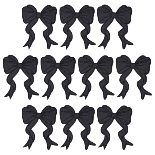PH PandaHall 10 Stück Schwarz Glitter Bow Bügelflicken, Schleife aufnähen Applique Bowknot Patch Sweatshirt gestickter Aufnäher dekorative Patches für Kleidung Jacke Hut Tasche Reparatur Dekor PH PandaHall 10 Stück Schwarz Glitter Bow Bügelflicken, Schleife aufnähen Applique Bowknot Patch Sweatshirt gestickter Aufnäher dekorative Patches für Kleidung Jacke Hut Tasche Reparatur Dekor von PH PandaHall