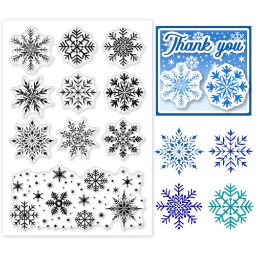 PH PandaHall 10 Styles Snowflake Clear Stamp, Kaltes Winterthema Silikonstempel Transparenter Gummistempel für Kartenherstellung, Fotoalben, Scrapbooking, Geschenkanhänger PH PandaHall 10 Styles Snowflake Clear Stamp, Kaltes Winterthema Silikonstempel Transparenter Gummistempel für Kartenherstellung, Fotoalben, Scrapbooking, Geschenkanhänger von PH PandaHall