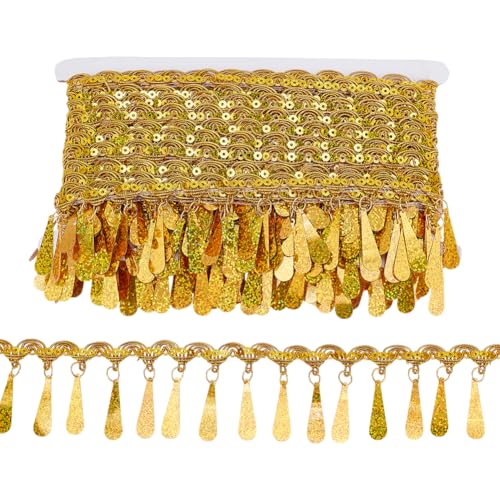 PH PandaHall 10 Yards Gold Fransenbesatz Pailletten Quaste Trim 55mm Stoff Dekorative Borte Gold Kantenbesatz Nähband Für Vorhang Kostüm Wohnkultur PH PandaHall 10 Yards Gold Fransenbesatz Pailletten Quaste Trim 55mm Stoff Dekorative Borte Gold Kantenbesatz Nähband Für Vorhang Kostüm Wohnkultur von PH PandaHall