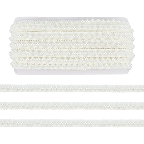 PH PandaHall 10 Yards Perlen Spitzenband 12mm Weiße Perlenfransen Applikation Perlen Spitzenbesatz Fransen Gimp Zopfband Zum Nähen von Kostümvorhängen Hochzeits Und Partydekor von PH PandaHall