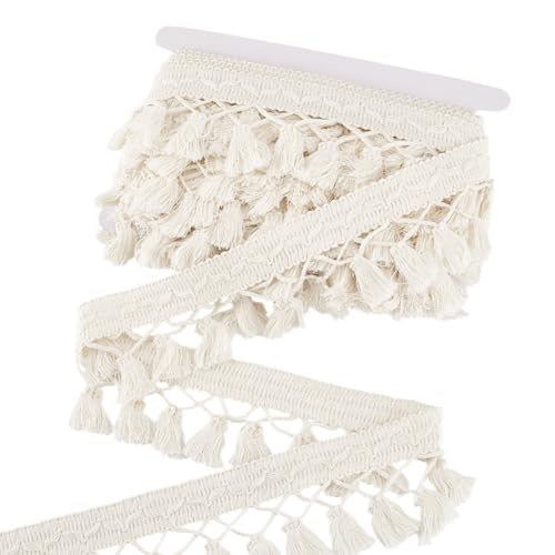 PH PandaHall 10 Yards Tassel Fringe Trim 7cm Polyester Lace Tassel Trimband Beige Nähfrisur für Vorhänge Kleider Bekleidung Dekoration von PH PandaHall