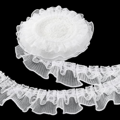 PH PandaHall 10 Yards Weiße Rüschen Spitzenband Trim Plissee Spitze Stoff Trim Rüschenbesatz 6cm Breit Doppellagig Gerafft Zum Basteln Nähen Verzierungen PH PandaHall 10 Yards Weiße Rüschen Spitzenband Trim Plissee Spitze Stoff Trim Rüschenbesatz 6cm Breit Doppellagig Gerafft Zum Basteln Nähen Verzierungen von PH PandaHall