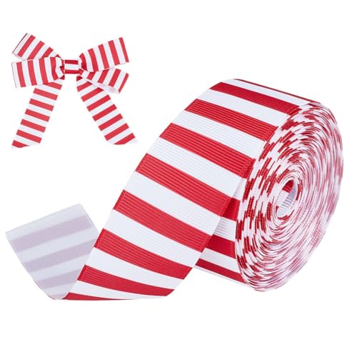 PH PandaHall 10 m Rot Weiß Gestreiftes Band 32mm Stoffbänder Zum Verpacken von Geschenken Für Weihnachtsbaum Bastelarbeiten Nähen Zuhause Party Hochzeitsdekoration von PH PandaHall