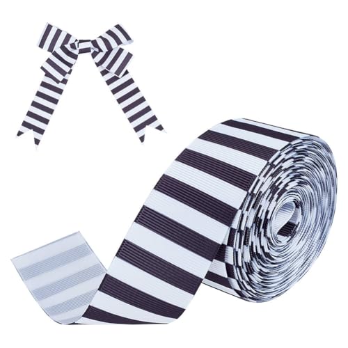 PH PandaHall 10 m Schwarz Weiß Gestreiftes Band 32mm Stoffbänder Zum Verpacken von Geschenken Für Weihnachtsbaum Bastelarbeiten Nähen Zuhause Party Hochzeitsdekoration von PH PandaHall