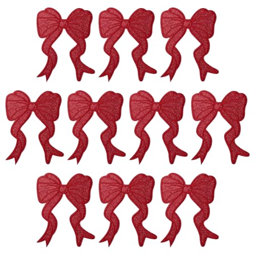 PH PandaHall 10 x glitzernde Schleifen-Aufnäher zum Aufbügeln, rote Schleife, zum Aufnähen auf Schleife, Sweatshirt, bestickter Aufnäher, niedliche Schleife, dekorative Flicken, Zubehör für Kleidung PH PandaHall 10 x glitzernde Schleifen-Aufnäher zum Aufbügeln, rote Schleife, zum Aufnähen auf Schleife, Sweatshirt, bestickter Aufnäher, niedliche Schleife, dekorative Flicken, Zubehör für Kleidung von PH PandaHall
