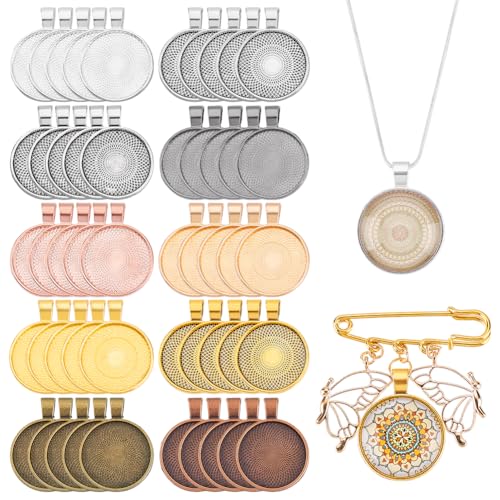 PH PandaHall 100 Stück 10 Farben Lünetten Anhängerschalen Rohlinge Cabochon Fassungen Flatback Anhängersockel Edelsteinfassungen Zur Schmuckherstellung Schale: 25mm PH PandaHall 100 Stück 10 Farben Lünetten Anhängerschalen Rohlinge Cabochon Fassungen Flatback Anhängersockel Edelsteinfassungen Zur Schmuckherstellung Schale: 25mm von PH PandaHall