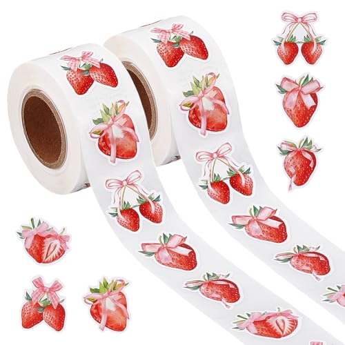PH PandaHall 1000 Stück Erdbeer Kokett Aufkleber Obst Rosa Schleife Papier Sticker Erdbeere Siegeletikett Für Party Karte Süßigkeiten Kekse Geschenktüte 24~25mm PH PandaHall 1000 Stück Erdbeer Kokett Aufkleber Obst Rosa Schleife Papier Sticker Erdbeere Siegeletikett Für Party Karte Süßigkeiten Kekse Geschenktüte 24~25mm von PH PandaHall