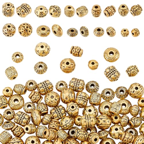 PH PandaHall 100pcs 10 Stil Gold Spacers 5.5~8mm Metall Antike Abstandshalter Perlen Charms Barrel Runde Bionce Abstandshalter Perlen Tibetische Legierung Perlen für Schmuckherstellung 5.5~8mm PH PandaHall 100pcs 10 Stil Gold Spacers 5.5~8mm Metall Antike Abstandshalter Perlen Charms Barrel Runde Bionce Abstandshalter Perlen Tibetische Legierung Perlen für Schmuckherstellung 5.5~8mm von PH PandaHall