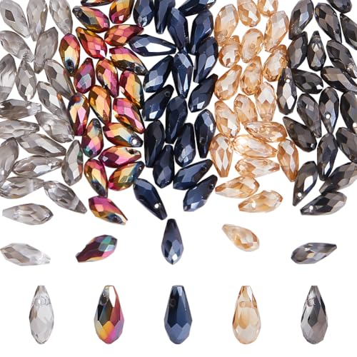PH PandaHall 100pcs 5 Farben Kristall-Perlen Facettierte Glasperlen Kristall Teardrop-Anhänger Kronleuchter-Kristalle-Ersatz für Schmuckherstellung, 9x4 mm PH PandaHall 100pcs 5 Farben Kristall-Perlen Facettierte Glasperlen Kristall Teardrop-Anhänger Kronleuchter-Kristalle-Ersatz für Schmuckherstellung, 9x4 mm von PH PandaHall
