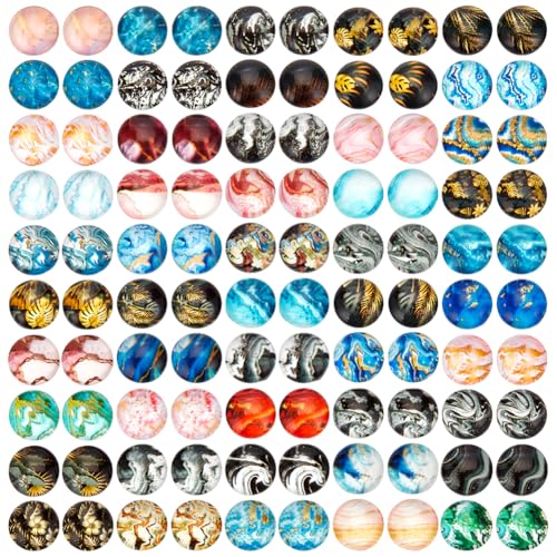PH PandaHall 100pcs 50 Styles Marmor gedruckt Glas Cabochons, 10mm Blatt Welle Glas Cabochons Halb Runde Kuppel Cabochons Flatback Kacheln für Foto-Anhänger Cameo Ohrring Armband Schmuckherstellung PH PandaHall 100pcs 50 Styles Marmor gedruckt Glas Cabochons, 10mm Blatt Welle Glas Cabochons Halb Runde Kuppel Cabochons Flatback Kacheln für Foto-Anhänger Cameo Ohrring Armband Schmuckherstellung von PH PandaHall