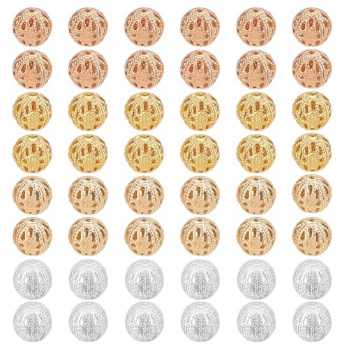 PH PandaHall 100pcs Hollow Out Perlen 4 Farben 8mm Runde Perlen Hohle Messing-Perlen Goldene Armband Perlen Metall-Kugel-Perlen Lose Abstandshalter Perlen für Armbänder Halsketten Schmuck Ohrringe PH PandaHall 100pcs Hollow Out Perlen 4 Farben 8mm Runde Perlen Hohle Messing-Perlen Goldene Armband Perlen Metall-Kugel-Perlen Lose Abstandshalter Perlen für Armbänder Halsketten Schmuck Ohrringe von PH PandaHall