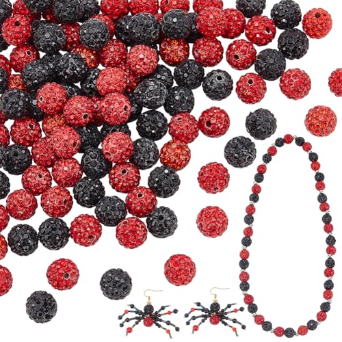 PH PandaHall 100pcs Rot Schwarz Strass Perlen 10mm Kristall-Perlen Disco Ball Perlen Polymer Clay Perlen Glitter Perlen für Stift Armband Halskette Schmuck Craft Making Weihnachten Valentinstag PH PandaHall 100pcs Rot Schwarz Strass Perlen 10mm Kristall-Perlen Disco Ball Perlen Polymer Clay Perlen Glitter Perlen für Stift Armband Halskette Schmuck Craft Making Weihnachten Valentinstag von PH PandaHall
