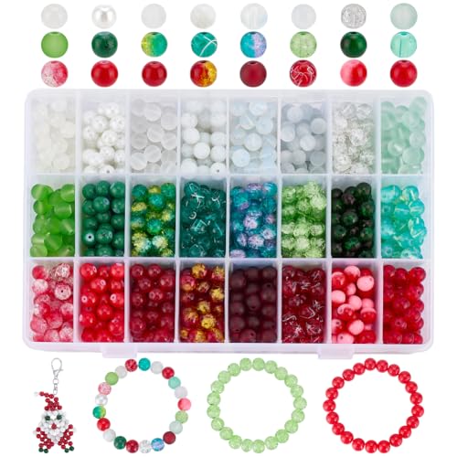 PH PandaHall 1080 Stück 8 mm Glasperlen für Armbändern, 24 verschiedene Designs Rote grüne klare Kristallperlen Runde Bastelperlen Lose Perlen in Großpackung für Armbändern, Ohrringen, Halsketten PH PandaHall 1080 Stück 8 mm Glasperlen für Armbändern, 24 verschiedene Designs Rote grüne klare Kristallperlen Runde Bastelperlen Lose Perlen in Großpackung für Armbändern, Ohrringen, Halsketten von PH PandaHall