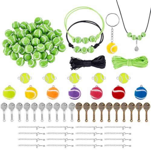 PH PandaHall 109 Teiliges Set Zum Basteln von Tennisarmbändern Tennis Charms Süßer Tennisschmuck Mit Ketten Und Gewachster Kordel Tennisgeschenke Für Partygeschenke Teamspieler PH PandaHall 109 Teiliges Set Zum Basteln von Tennisarmbändern Tennis Charms Süßer Tennisschmuck Mit Ketten Und Gewachster Kordel Tennisgeschenke Für Partygeschenke Teamspieler von PH PandaHall