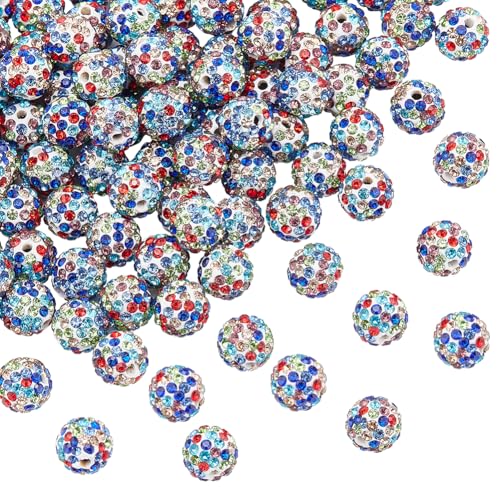 PH PandaHall 10mm Clay Strass Perlen 100pcs Pave Disco Ball Perlen Bunte runde Kristallperlen für Ohrring-Halskette-Schmuckherstellung und DIY-Dekoration von PH PandaHall