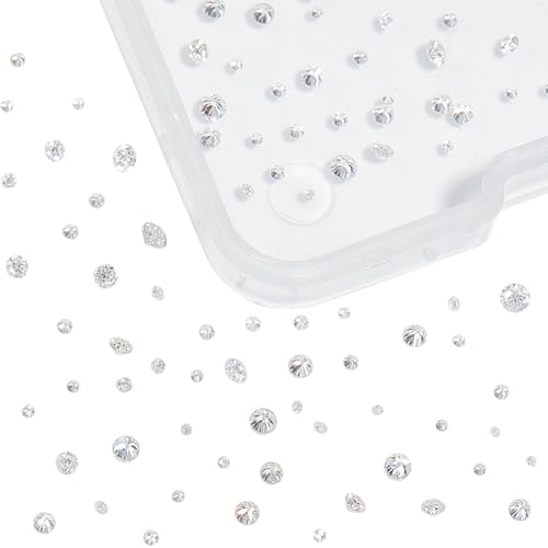 PH PandaHall 114 Stück 8 Größen Klarer Diamant Genmstone 0.8~2mm Facettierte Strass Edelsteine Kleine Runde Lose Stein Cabochons Mit Spitzer Rückseite Für Die Herstellung von Ring Nail Schmuck von PH PandaHall