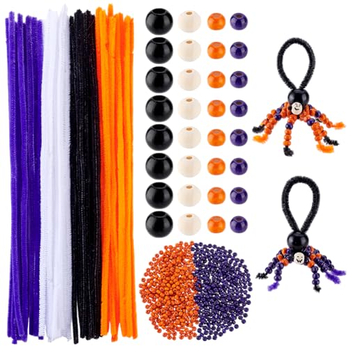 PH PandaHall 12 Sets Halloween Perlenspinnen Bastelset 636 stücke 4 Farben 11.8 zoll Pfeifenreiniger 6/10/20mm Holzperlen Für Halloween Party Festliche PH PandaHall 12 Sets Halloween Perlenspinnen Bastelset 636 stücke 4 Farben 11.8 zoll Pfeifenreiniger 6/10/20mm Holzperlen Für Halloween Party Festliche von PH PandaHall