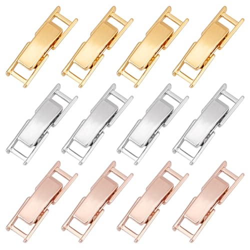 PH PandaHall 12 Stück 18K Vergoldete Armbandverlängerung 3 Farben Halskette Extender Foldover Verlängerung Schmuck Verschlüsse Für DIY Schmuck Handwerk Machen von PH PandaHall