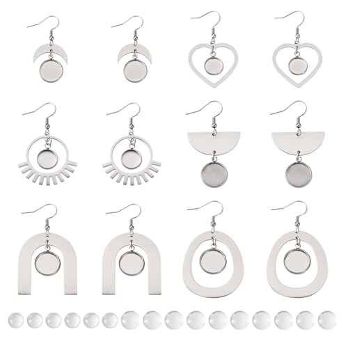 PH PandaHall 12 Stück Ohrring-Drahthaken, Blanko-Einfassung, Tropfenform, Herzhorn, baumelnder Ohrring mit 16 Glaskuppel-Cabochons für Schmuckherstellung PH PandaHall 12 Stück Ohrring-Drahthaken, Blanko-Einfassung, Tropfenform, Herzhorn, baumelnder Ohrring mit 16 Glaskuppel-Cabochons für Schmuckherstellung von PandaHall
