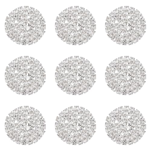 PH PandaHall 12 Stück Strassknöpfe Aufnähbare Kristallknöpfe Ohne Loch 26 mm silberner Flachknopf Accessoire Flacher runder Zierknopf für Bekleidung, Nähen, Hochzeitsdekoration PH PandaHall 12 Stück Strassknöpfe Aufnähbare Kristallknöpfe Ohne Loch 26 mm silberner Flachknopf Accessoire Flacher runder Zierknopf für Bekleidung, Nähen, Hochzeitsdekoration von PH PandaHall