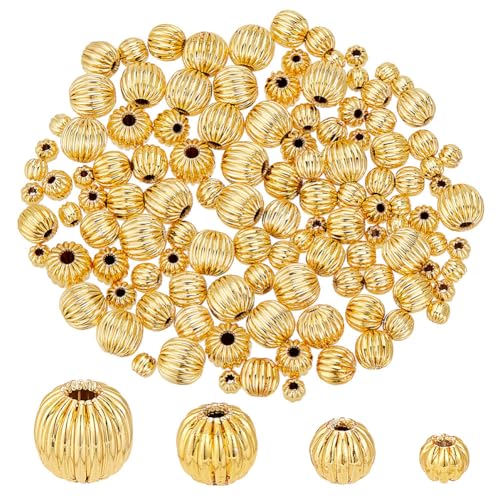 PH PandaHall 120 Stück 18 Karat Gold Abstandsperlen 4 Größen Gewellte Runde Perlen 3/4/5/6mm Metall Abstandsperlen Laternenkugel Lose Perlen Für Ohrringe Halsketten Armbänder Schmuckherstellung PH PandaHall 120 Stück 18 Karat Gold Abstandsperlen 4 Größen Gewellte Runde Perlen 3/4/5/6mm Metall Abstandsperlen Laternenkugel Lose Perlen Für Ohrringe Halsketten Armbänder Schmuckherstellung von PH PandaHall
