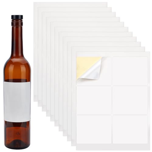 PH PandaHall 120 Stück 3.9 x3.3 Zoll Selbstklebende Weinflaschenetiketten Weiße Leere Weinetiketten Aufkleber Rechteckige Bedruckbare Aufkleber Für Wein Hochzeit Verlobung Cocktailparty DIY von PH PandaHall