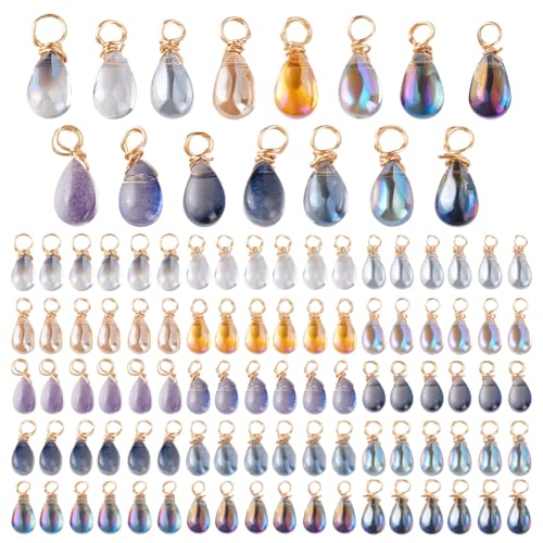 PH PandaHall 120 Stück Kristall Anhänger 15 Farben Tropfen Anhänger 15mm Transparente Glaskristall Anhänger Mit Golddraht Umwickelt Goldumwickelte Glasperle Zur Schmuckherstellung PH PandaHall 120 Stück Kristall Anhänger 15 Farben Tropfen Anhänger 15mm Transparente Glaskristall Anhänger Mit Golddraht Umwickelt Goldumwickelte Glasperle Zur Schmuckherstellung von PH PandaHall