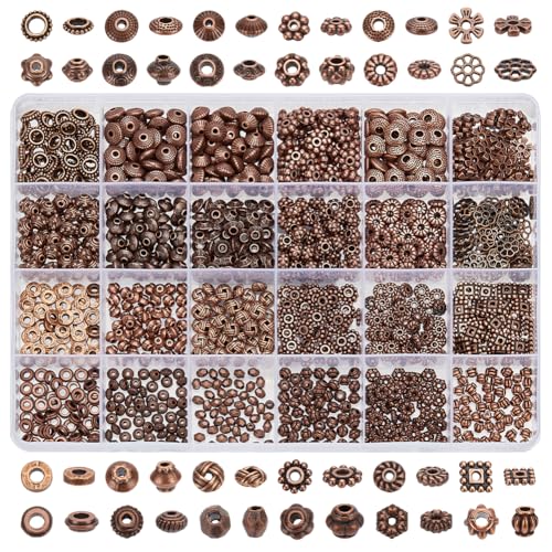 PH PandaHall 1200 Stück 24 Stile Metall Abstandsperlen Rote Kupfer Abstandsperlen Tibetische Spacer Antike Lose Perlen Bastelperlen Für Armbänder Halsketten Ohrringe Schmuckzubehör PH PandaHall 1200 Stück 24 Stile Metall Abstandsperlen Rote Kupfer Abstandsperlen Tibetische Spacer Antike Lose Perlen Bastelperlen Für Armbänder Halsketten Ohrringe Schmuckzubehör von PH PandaHall