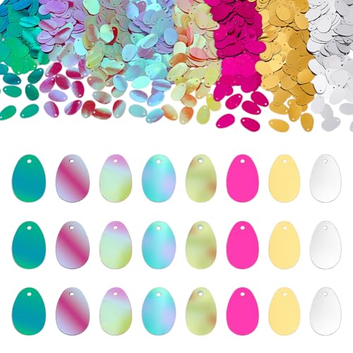 PH PandaHall 1200pcs 8 Farben Große Pailletten Anhänger Oval Egg-Shaped Pailletten 19x12mm Ei Pailletten für Karneval Fastnacht Fasching Stickerei Applique Stricken Kunsthandwerk und Verschönerung PH PandaHall 1200pcs 8 Farben Große Pailletten Anhänger Oval Egg-Shaped Pailletten 19x12mm Ei Pailletten für Karneval Fastnacht Fasching Stickerei Applique Stricken Kunsthandwerk und Verschönerung von PH PandaHall