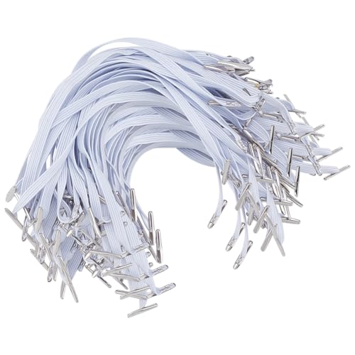 PH PandaHall 120PCS Elastische Stacheldraht, Weiße Notebook-Bänder Nylon Elastische Schnüre mit Eisen Cord Enden Stretch Loop String für Party-Hut elastische Menüs Abzeichen Schilder, 0.5x16.5cm PH PandaHall 120PCS Elastische Stacheldraht, Weiße Notebook-Bänder Nylon Elastische Schnüre mit Eisen Cord Enden Stretch Loop String für Party-Hut elastische Menüs Abzeichen Schilder, 0.5x16.5cm von PH PandaHall