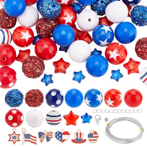 PH PandaHall 123PCS 4. Juli Perlen Set, 20mm Unabhängigkeitstag Bubblegum Perlen Legierung Emaille Bowknot Stern Herz Hut Flagge Anhänger für Schmuckherstellung Craft PH PandaHall 123PCS 4. Juli Perlen Set, 20mm Unabhängigkeitstag Bubblegum Perlen Legierung Emaille Bowknot Stern Herz Hut Flagge Anhänger für Schmuckherstellung Craft von PH PandaHall