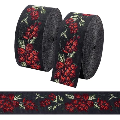 PH PandaHall 13,6m Jacquard Band 3,3cm Vintage Spitzenverzierung, besticktes Band mit ethnischen Blumenmustern für faschingskostüme karneval kostüm damen männer DIY Handwerk Heimdekoration, 2 Rollen PH PandaHall 13,6m Jacquard Band 3,3cm Vintage Spitzenverzierung, besticktes Band mit ethnischen Blumenmustern für faschingskostüme karneval kostüm damen männer DIY Handwerk Heimdekoration, 2 Rollen von PH PandaHall