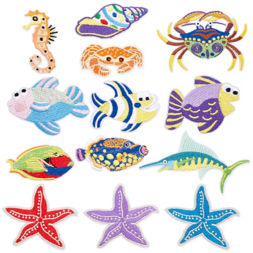 PH PandaHall 13 Styles Ozean Thema Bestickter Aufnäher Aufnäher Mit Krabben Meer Sternenhimmel Meer Schnecke Fisch Seepferdchen Zum Aufnähen Oder Aufbügeln Zum Verbergen von Schäden An Der Kleidung PH PandaHall 13 Styles Ozean Thema Bestickter Aufnäher Aufnäher Mit Krabben Meer Sternenhimmel Meer Schnecke Fisch Seepferdchen Zum Aufnähen Oder Aufbügeln Zum Verbergen von Schäden An Der Kleidung von PH PandaHall