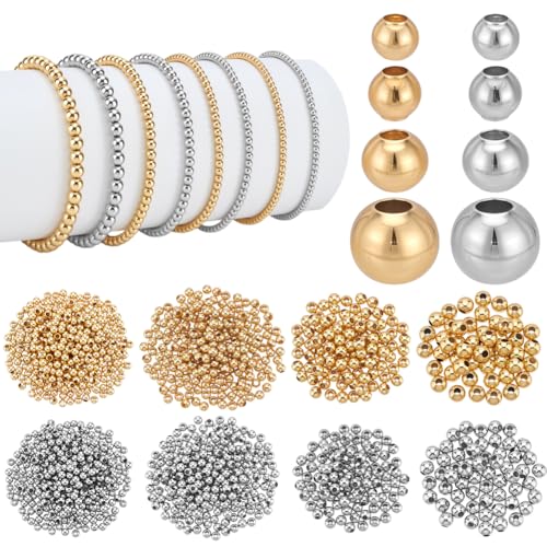 PH PandaHall 1300 Stück 18 Karat vergoldete Abstandshalter-Perlen, runde Metallperlen, Messing, runde Perlen für Schmuckherstellung, Armbänder, Halsketten, Ohrringe, Basteln, Weihnachten, Geburtstag PH PandaHall 1300 Stück 18 Karat vergoldete Abstandshalter-Perlen, runde Metallperlen, Messing, runde Perlen für Schmuckherstellung, Armbänder, Halsketten, Ohrringe, Basteln, Weihnachten, Geburtstag von PH PandaHall