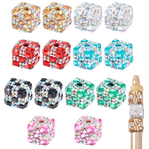 PH PandaHall 14 Stück 7 Farben Quadratische Glasperlen 14.5mm Magische Würfelperlen Glitzernde Strass Bastelperlen Für Perlenstifte Abstandsperlen Zur Schmuckherstellung PH PandaHall 14 Stück 7 Farben Quadratische Glasperlen 14.5mm Magische Würfelperlen Glitzernde Strass Bastelperlen Für Perlenstifte Abstandsperlen Zur Schmuckherstellung von PH PandaHall