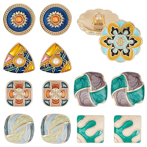 PH PandaHall 14 Stück Emaille Ösenknöpfe In 7 Stilen Retro Farben Knöpfe Emaille Kleidungsknöpfe Vintage Dekor Knöpfe Blumen Nähknöpfe Für Blazer Anzüge Sport Mantel Uniform Jacke Nähen von PH PandaHall
