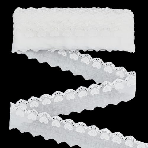 PH PandaHall 14.6m Spitzenbesatz Aus Baumwolle Mit Herzmuster 5.5cm Breit Weißes Spitzenband Gewellter Rand Floral Besticktes Band Ösenstoffbesatz Zum Nähen von Kleidern Kleidung Heimwerker Dekor PH PandaHall 14.6m Spitzenbesatz Aus Baumwolle Mit Herzmuster 5.5cm Breit Weißes Spitzenband Gewellter Rand Floral Besticktes Band Ösenstoffbesatz Zum Nähen von Kleidern Kleidung Heimwerker Dekor von PH PandaHall