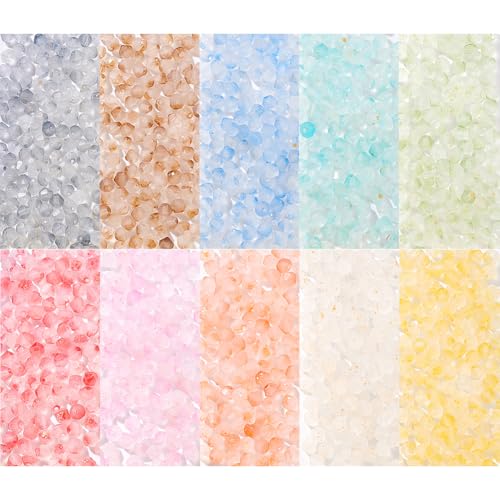 PH PandaHall 1400 Stück 10 Bonbonfarben Facettierte Glasperlen 4mm Doppelkegel Milchglasperle Frühling/Sommer Süße Abstandshalter Für Die Schmuckherstellung Hängende Dekorationen von PH PandaHall