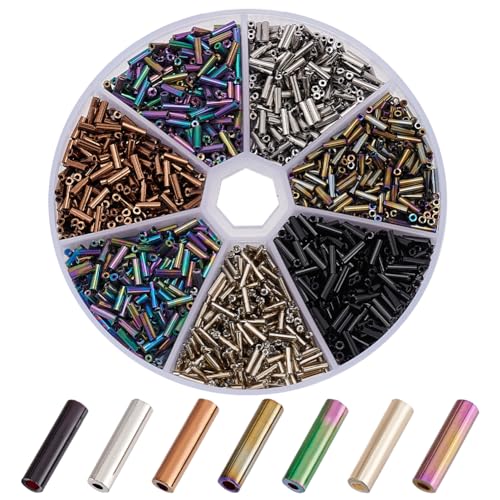 PH PandaHall 1400 Stück 7 Farben Glasperlen, 6x2 mm Metallische Röhrenperlen, Rocailles, Bastelperlen, Abstandshalter Für Ohrringe, Armbänder, Halsketten, Schmuckherstellung, Loch 0.5 mm PH PandaHall 1400 Stück 7 Farben Glasperlen, 6x2 mm Metallische Röhrenperlen, Rocailles, Bastelperlen, Abstandshalter Für Ohrringe, Armbänder, Halsketten, Schmuckherstellung, Loch 0.5 mm von PH PandaHall