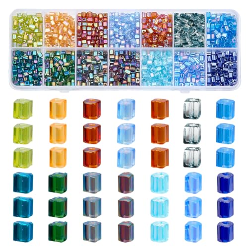 PH PandaHall 1400pcs 14 Farben 3mm Würfel Glasperlen Kit Transparentes Kristall Quadrat Perlen Kleine Bastelperlen Würfel Mini-Perlen Lose Abstandshalter-Perlen für Armbänder Ohrring Making Supplies PH PandaHall 1400pcs 14 Farben 3mm Würfel Glasperlen Kit Transparentes Kristall Quadrat Perlen Kleine Bastelperlen Würfel Mini-Perlen Lose Abstandshalter-Perlen für Armbänder Ohrring Making Supplies von PH PandaHall