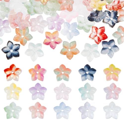 PH PandaHall 150 Stück 15 Farben Blumenperlenkappen 2 Farbige Glasabstandshalter Lampwork Glasperlenarmband Perlen Abstandskappe Für Schmuckherstellung DIY Handwerk 12mm von PH PandaHall