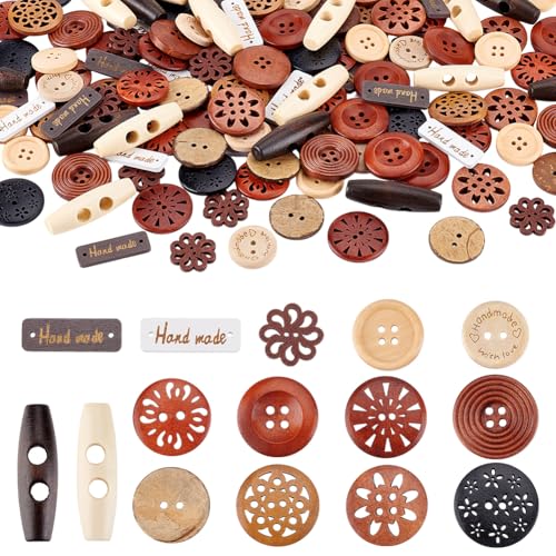 PH PandaHall 150 Stück 15 Stile Holzknöpfe Verschiedene Bastelknöpfe Nähknopf Runder Blumenknopf Zum Nähen von Herrenanzügen Kleidung 19~40mm Loch: 1.4~6mm PH PandaHall 150 Stück 15 Stile Holzknöpfe Verschiedene Bastelknöpfe Nähknopf Runder Blumenknopf Zum Nähen von Herrenanzügen Kleidung 19~40mm Loch: 1.4~6mm von PH PandaHall