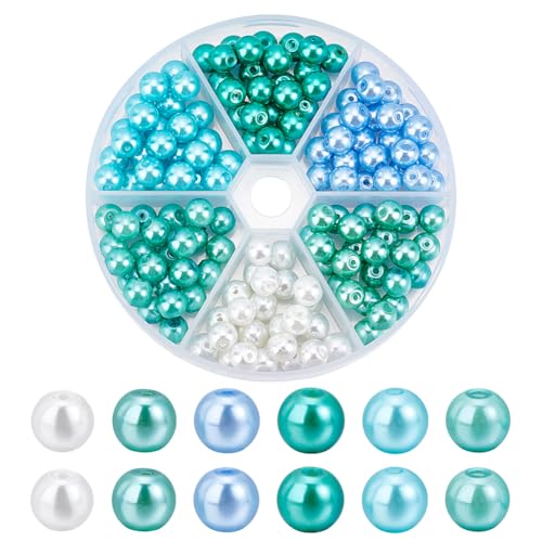PH PandaHall 150 Stück 6 Farben Perlen Blau & Grün Runde Glasperlen 8mm Satin Perle Perle Für Sommer Ozean Schmuckherstellung Armband Halskette DIY PH PandaHall 150 Stück 6 Farben Perlen Blau & Grün Runde Glasperlen 8mm Satin Perle Perle Für Sommer Ozean Schmuckherstellung Armband Halskette DIY von PH PandaHall