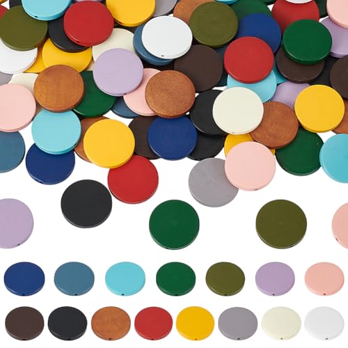 PH PandaHall 150 Stück Flache Runde Holzperlen 15 Farben Holz Münzperlen Holz Abstandshalter Perlen Basteln Holzperlen 30mm Holzscheibe Für Schmuck Halsketten Armbänder Basteln Heimwerken Makramee von PH PandaHall