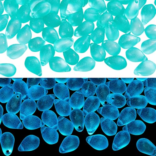 PH PandaHall 150 Stück Glow-in-the-Dark Perlen UV Leuchtende Glasperlen fürs Angeln 9x6mm Türkis Glas Tropfenförmige Beads Blaues Licht im Dunkeln für DIY Schmuckherstellung, Türkisfarbe PH PandaHall 150 Stück Glow-in-the-Dark Perlen UV Leuchtende Glasperlen fürs Angeln 9x6mm Türkis Glas Tropfenförmige Beads Blaues Licht im Dunkeln für DIY Schmuckherstellung, Türkisfarbe von PH PandaHall