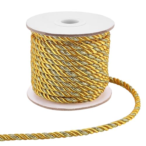 PH PandaHall 16,4 Meter 3-lagige, goldfarbene gedrehte Kordel, 5 mm, metallisches geflochtenes Seil, dekorative Bordüre, Ehrenkordel aus glänzendem Seidenfaden, Handbefestigungsschnüre für PH PandaHall 16,4 Meter 3-lagige, goldfarbene gedrehte Kordel, 5 mm, metallisches geflochtenes Seil, dekorative Bordüre, Ehrenkordel aus glänzendem Seidenfaden, Handbefestigungsschnüre für von PH PandaHall
