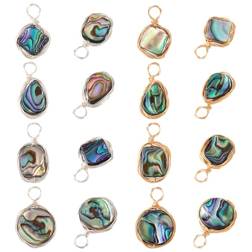 PH PandaHall 16 Stück Natürliche Abalone Muschel Anhänger 8 Stile Paua Muschel Charms Regenbogenfarben Geometrische Anhänger Mit Draht Umwickelt Charms Für Halskette Ohrringe Basteln PH PandaHall 16 Stück Natürliche Abalone Muschel Anhänger 8 Stile Paua Muschel Charms Regenbogenfarben Geometrische Anhänger Mit Draht Umwickelt Charms Für Halskette Ohrringe Basteln von PH PandaHall
