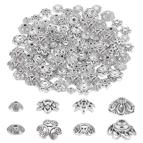 PH PandaHall 160 Stück 8 Stile Blumen-Perlenkappen, Blumen-Endkappe, Legierung, Multi-Petal-Perlenkappen, Endkappen, filigrane Tassen-Abstandshalter, Perlen für Ohrringe, Armbänder, Halsketten PH PandaHall 160 Stück 8 Stile Blumen-Perlenkappen, Blumen-Endkappe, Legierung, Multi-Petal-Perlenkappen, Endkappen, filigrane Tassen-Abstandshalter, Perlen für Ohrringe, Armbänder, Halsketten von PH PandaHall