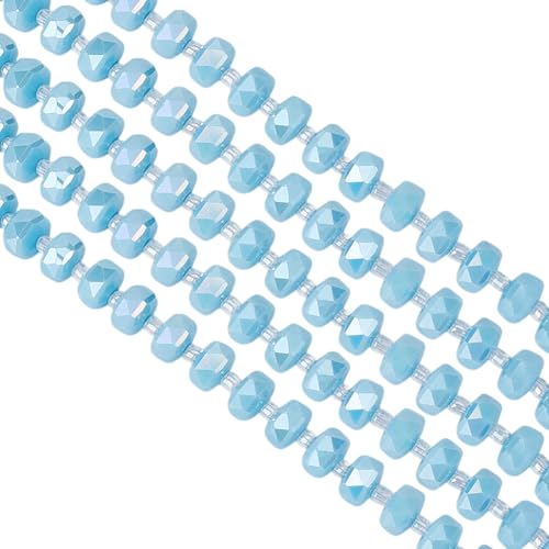 PH PandaHall 164 Stück 8x5mm Facettierte Perlen ab Farben Kristallperlen Blau Rondelle Galvanisierte Glasperle Für Schmuck Armband Halskette Ohrringherstellung von PH PandaHall